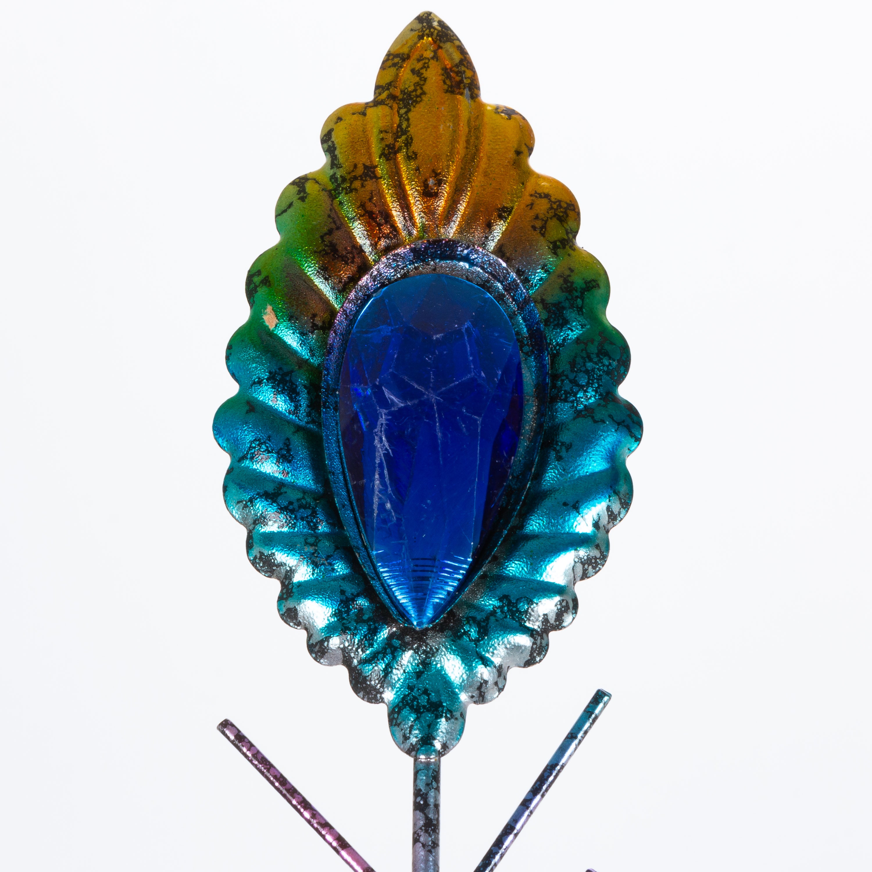 35 in. Metal Peacock Figurine